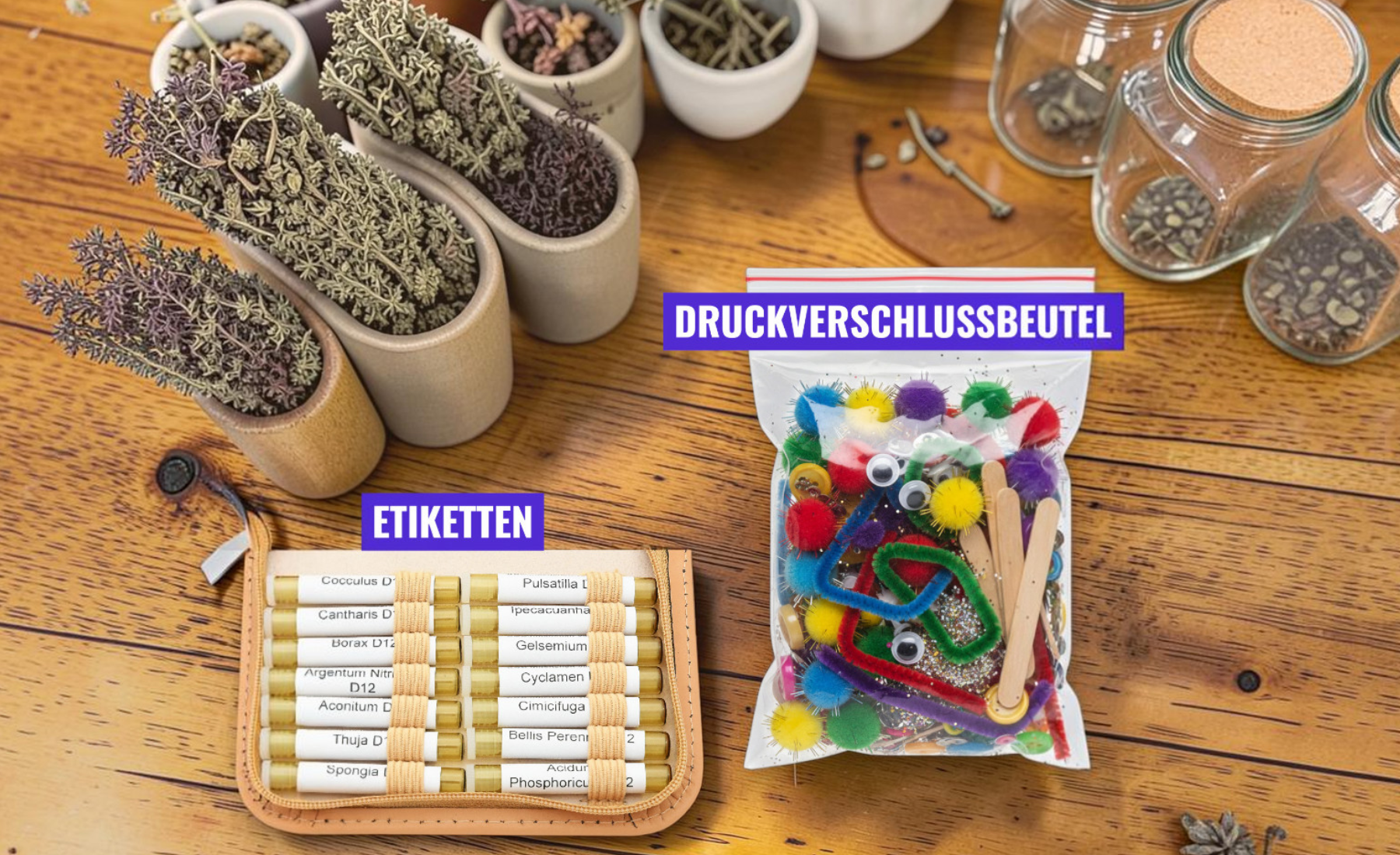 Etiketten + Druckverschlussbeutel