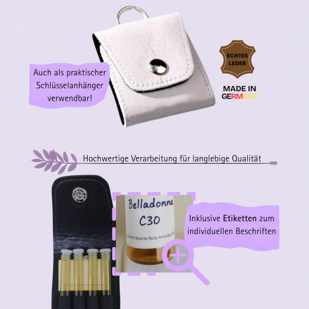 Mini Notfall Apotheke für/mit 4 Globuligläsern zum selbst befüllen, inkl. Schlüsselanhänger