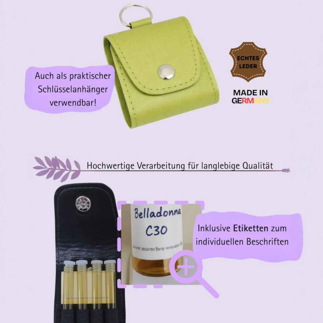 Mini Notfall Apotheke für/mit 4 Globuligläsern zum selbst befüllen, inkl. Schlüsselanhänger