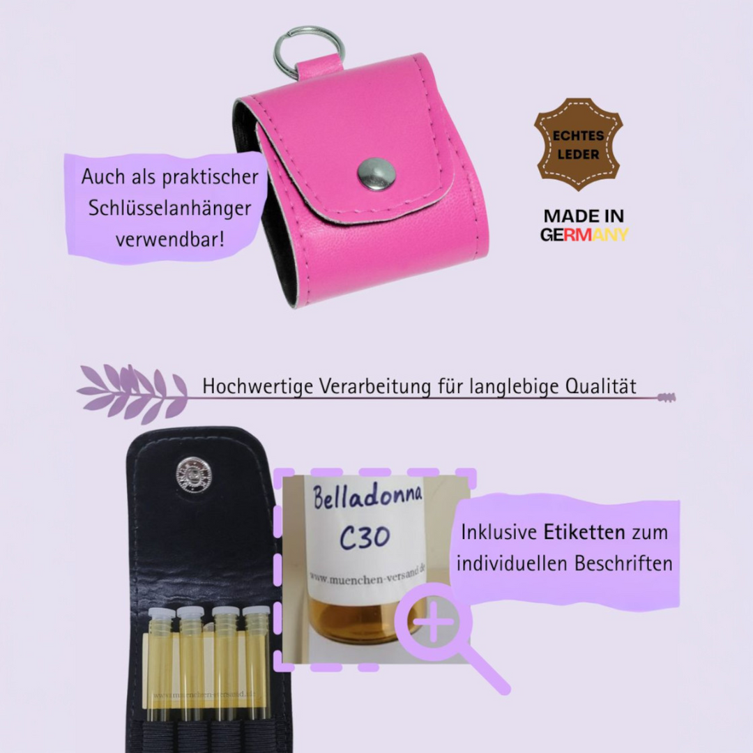 Mini Notfall Apotheke für/mit 4 Globuligläsern zum selbst befüllen, inkl. Schlüsselanhänger