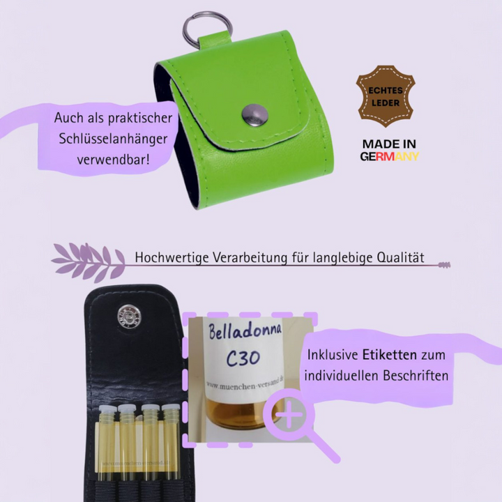 Mini Notfall Apotheke für/mit 4 Globuligläsern zum selbst befüllen, inkl. Schlüsselanhänger