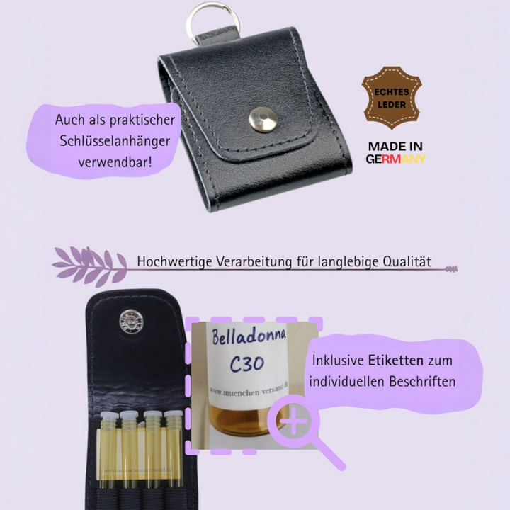 Mini Notfall Apotheke für/mit 4 Globuligläsern zum selbst befüllen, inkl. Schlüsselanhänger