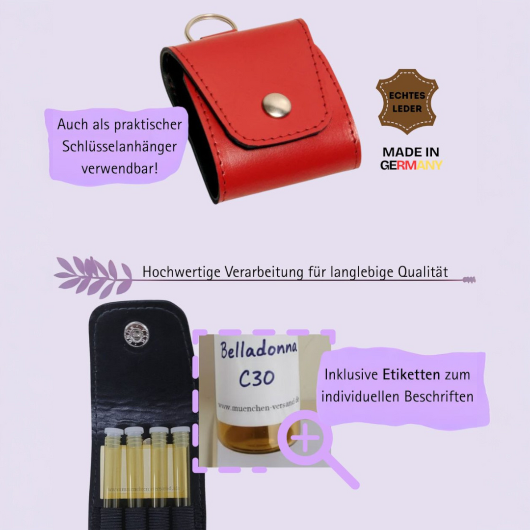 Mini Notfall Apotheke für/mit 4 Globuligläsern zum selbst befüllen, inkl. Schlüsselanhänger