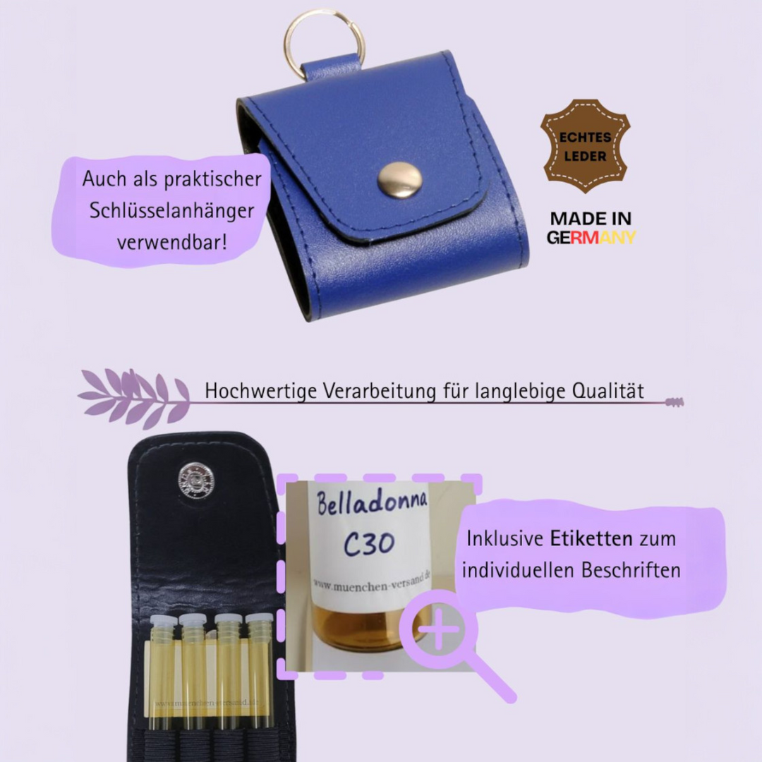 Mini Notfall Apotheke für/mit 4 Globuligläsern zum selbst befüllen, inkl. Schlüsselanhänger