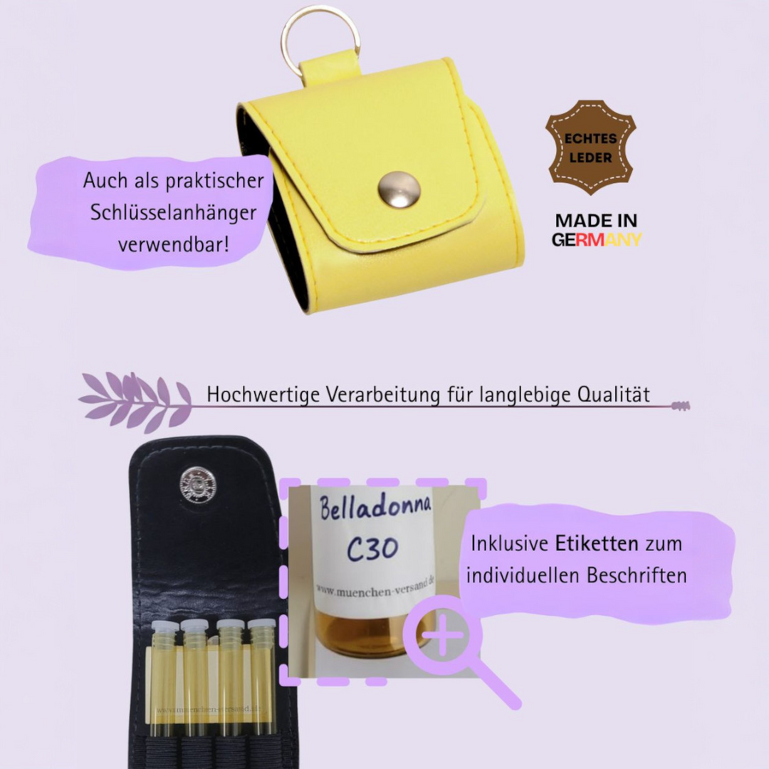 Mini Notfall Apotheke für/mit 4 Globuligläsern zum selbst befüllen, inkl. Schlüsselanhänger