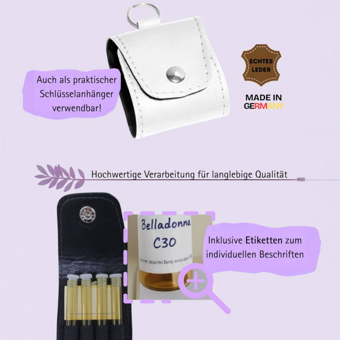 Mini Notfall Apotheke für/mit 4 Globuligläsern zum selbst befüllen, inkl. Schlüsselanhänger