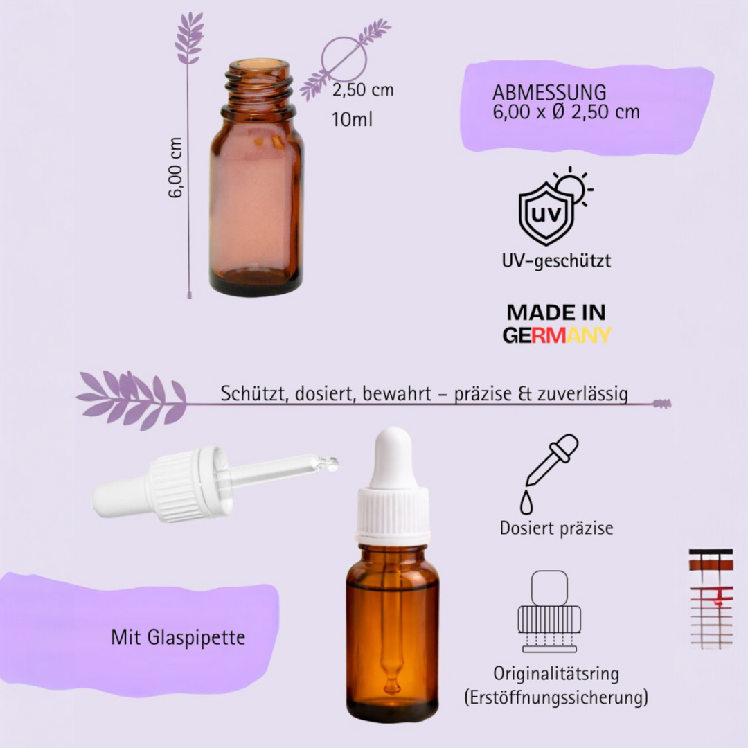 10ml Apothekerflaschen mit Tropfer, Schrauber, Pipetten, Vereinzler