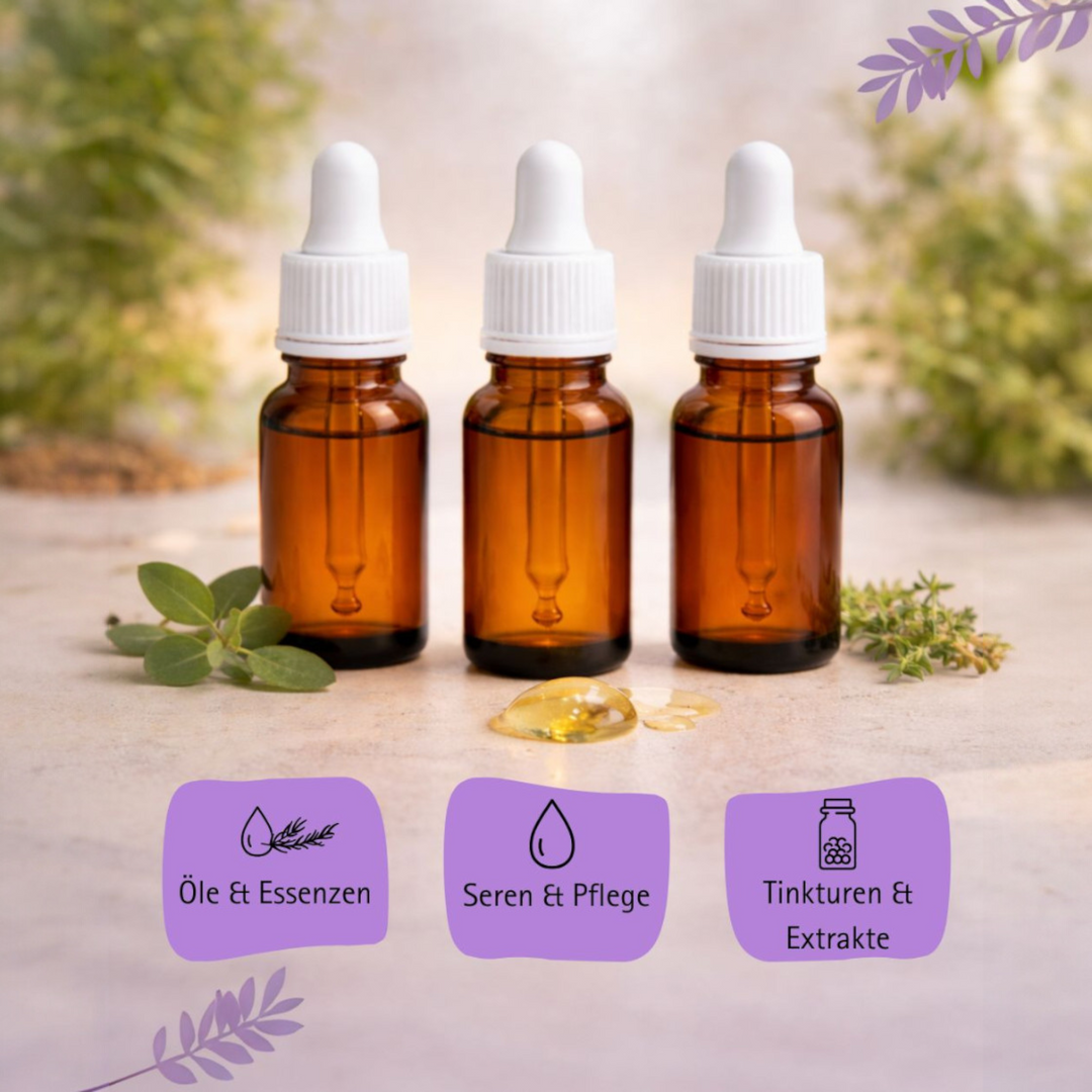 10ml Apothekerflaschen mit Tropfer, Schrauber, Pipetten, Vereinzler