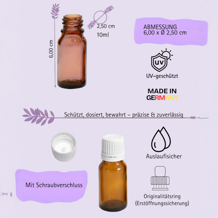 10ml Apothekerflaschen mit Tropfer, Schrauber, Pipetten, Vereinzler