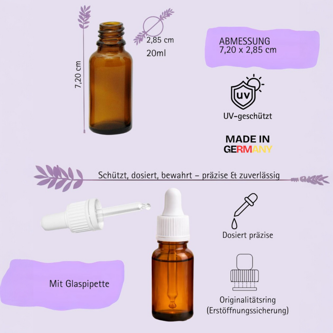 20ml Apothekerflaschen mit Tropfer, Schrauber, Pipetten, Vereinzler