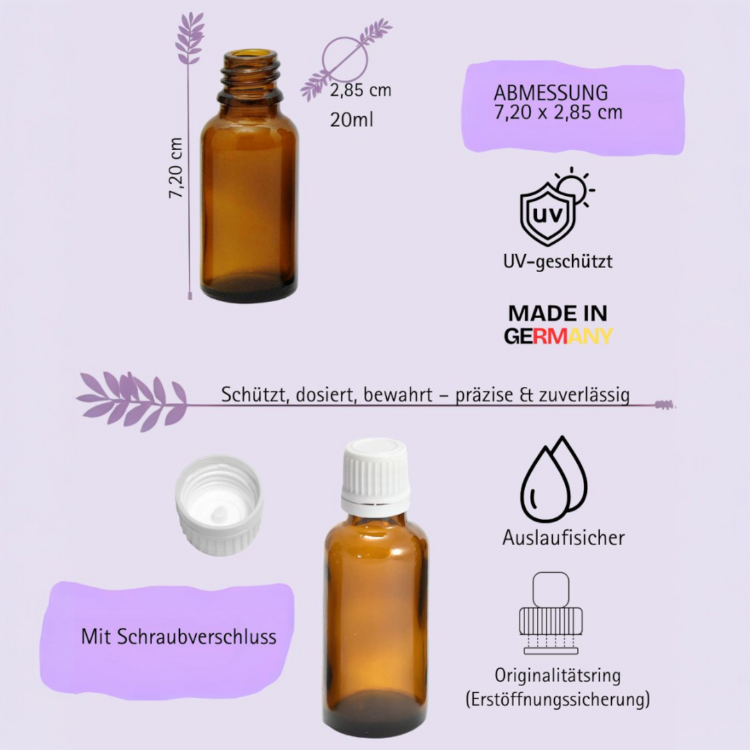 20ml Apothekerflaschen mit Tropfer, Schrauber, Pipetten, Vereinzler