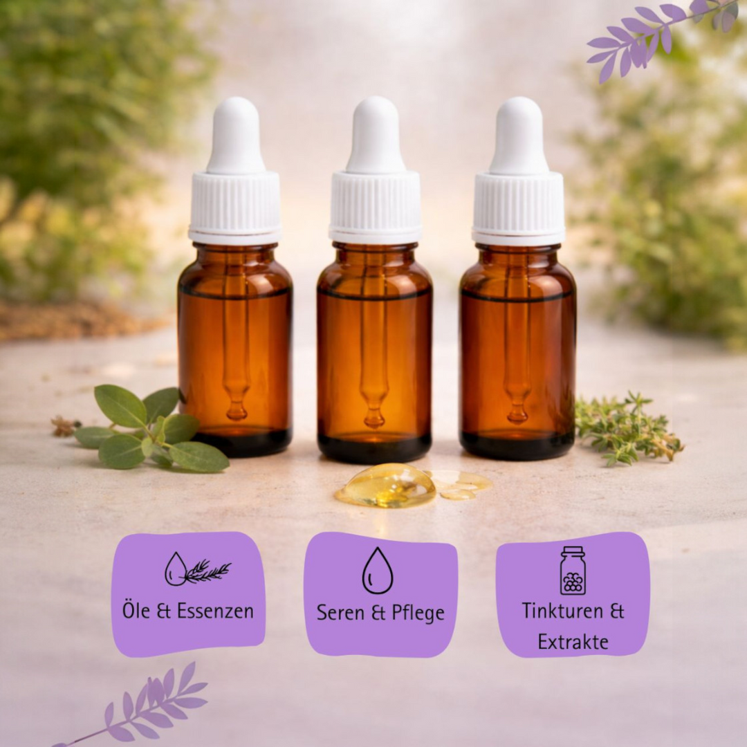 30ml Apothekerflaschen mit Tropfer, Schrauber, Pipetten, Vereinzler