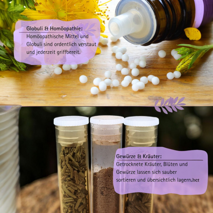 Flachbodengläser 50mm x ø 10mm AR-Klarglas und Illax-Braunglas