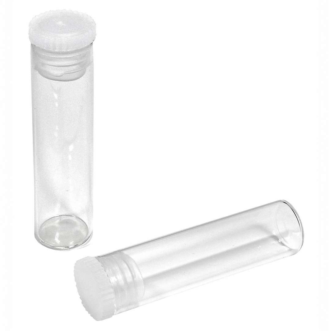 Flachbodengläser 50mm x ø 12mm AR-Klarglas und Illax-Braunglas