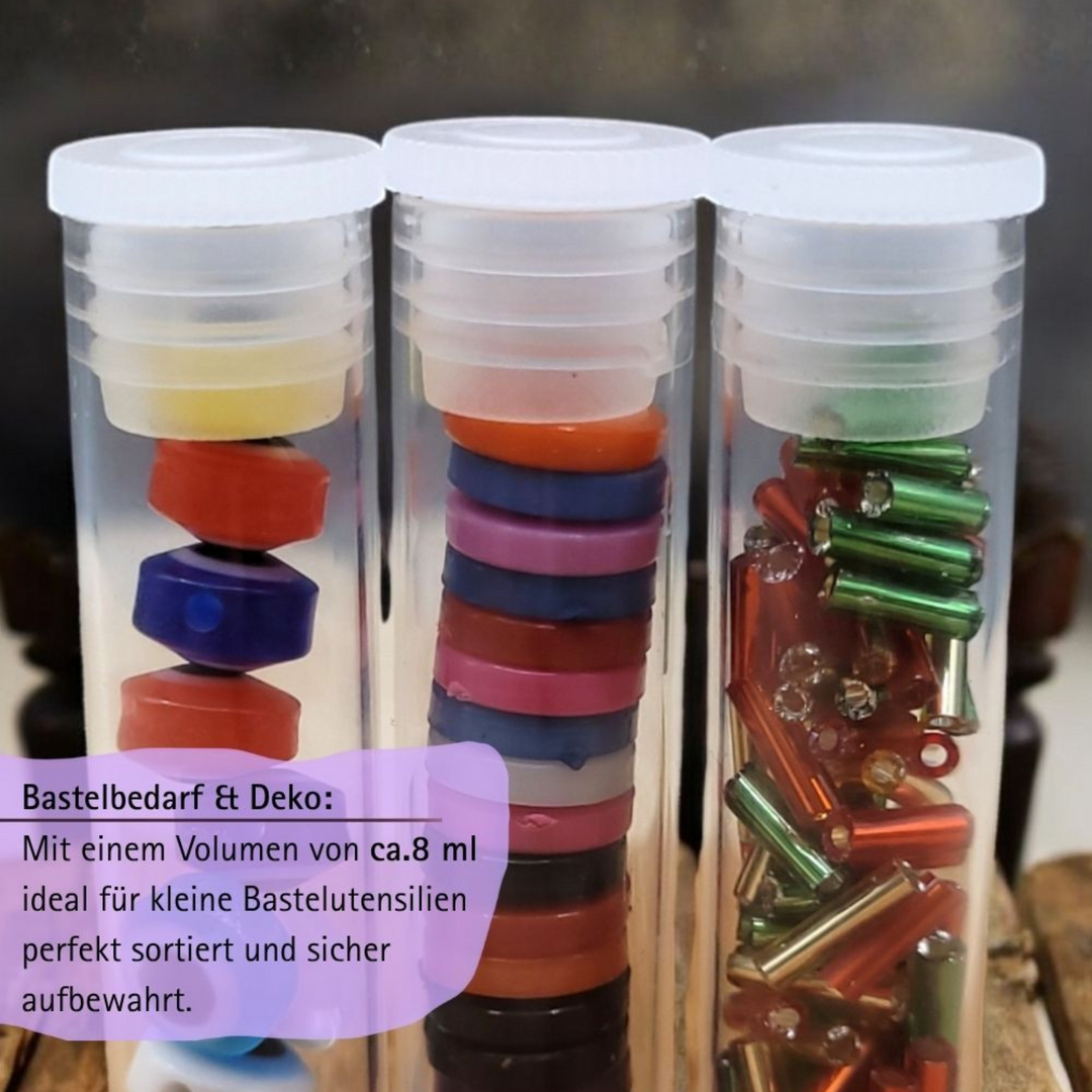 Flachbodengläser 50mm x ø 14mm AR-Klarglas und Illax-Braunglas