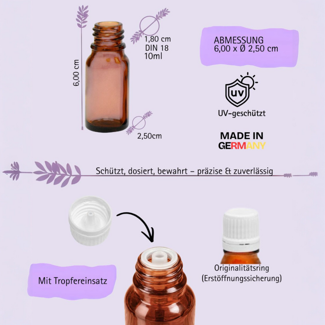 10ml Apothekerflaschen mit Tropfer, Schrauber, Pipetten, Vereinzler