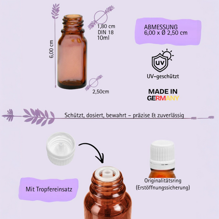 10ml Apothekerflaschen mit Tropfer, Schrauber, Pipetten, Vereinzler