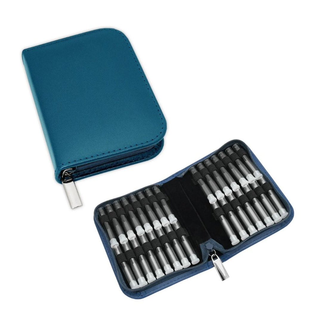 30er Taschenapotheke MIT Gläsern, Leder bordeaux, schwarz, natur, blau, grün