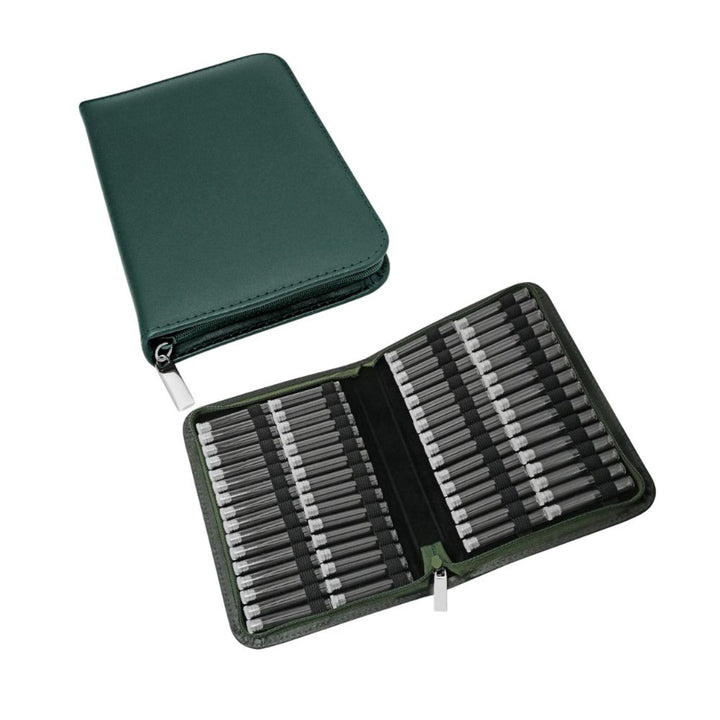 64er Taschenapotheke MIT Gläsern, Leder bordeaux, schwarz, natur, blau, grün
