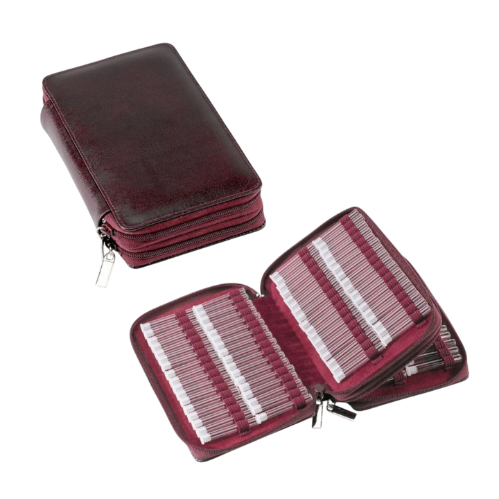 136er Taschenapotheke MIT Gläsern, Leder bordeaux, schwarz, natur, blau, grün