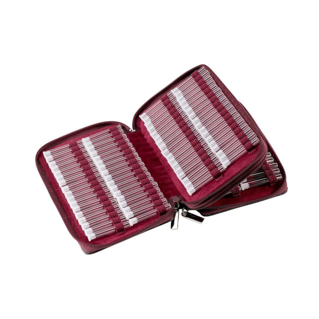 136er Taschenapotheke MIT Gläsern, Leder bordeaux, schwarz, natur, blau, grün
