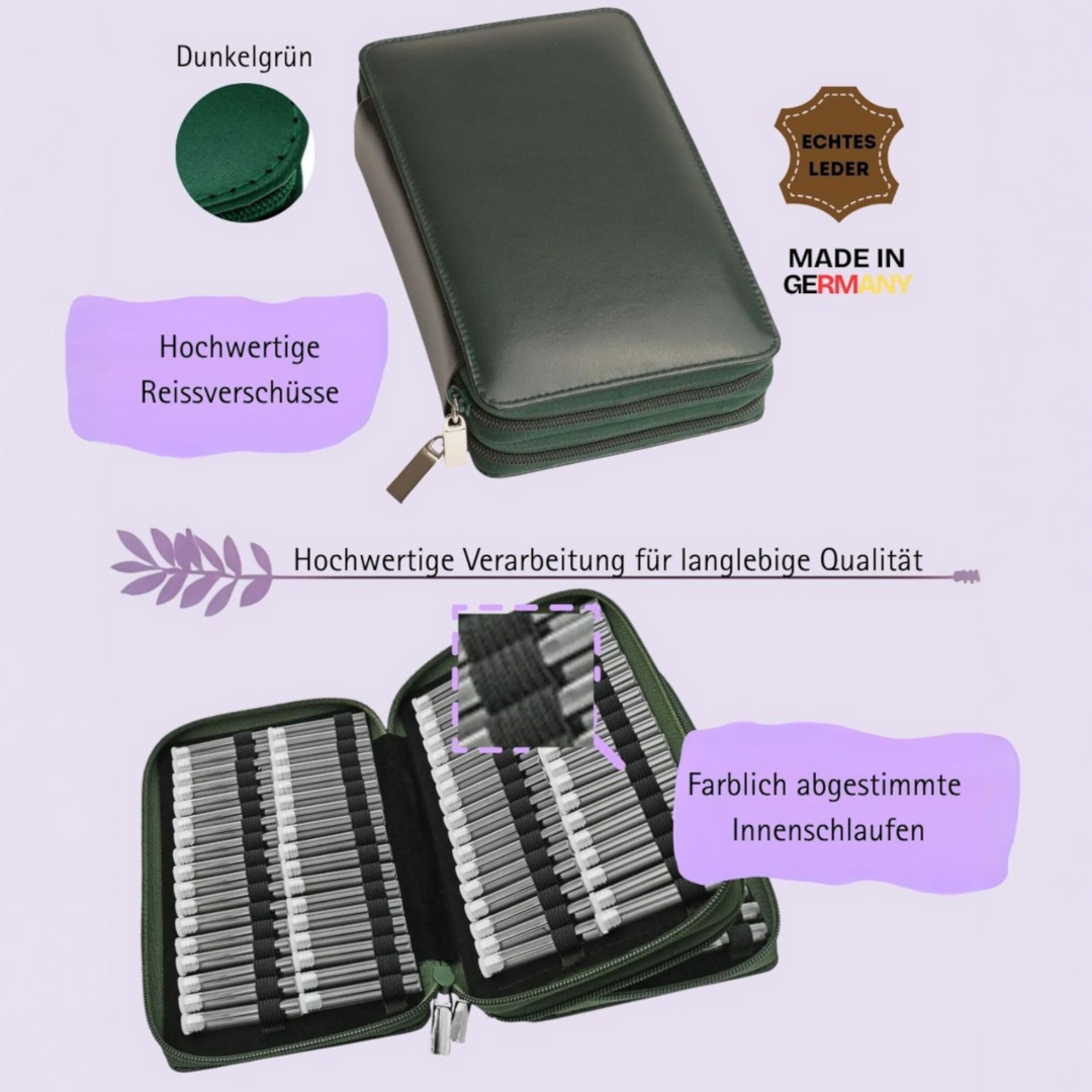 136er Taschenapotheke MIT Gläsern, Leder bordeaux, schwarz, natur, blau, grün