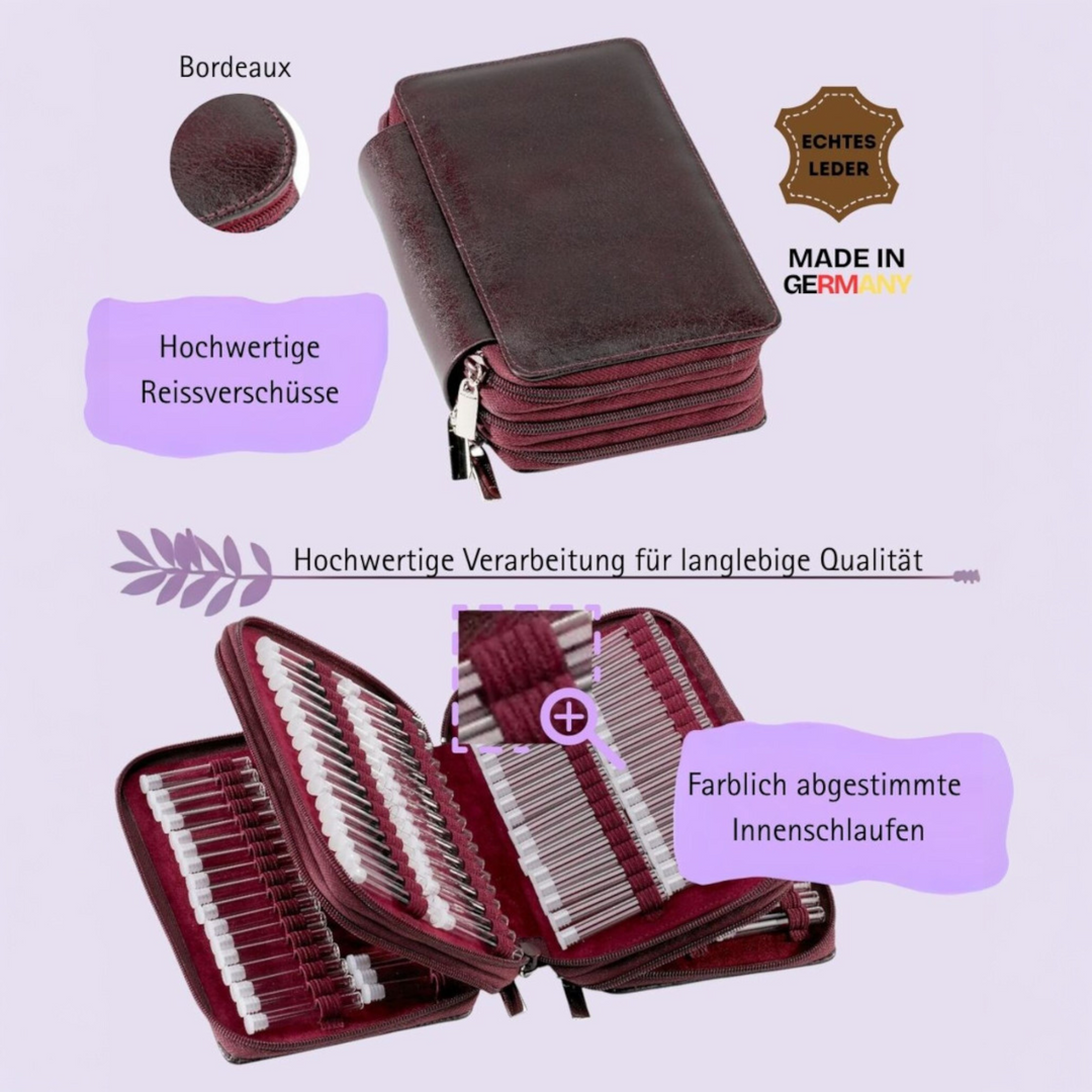 204er Taschenapotheke MIT Gläsern, Leder bordeaux, schwarz, natur, blau, grün