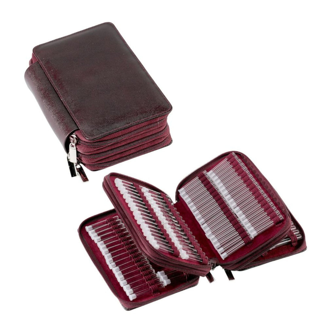 204er Taschenapotheke MIT Gläsern, Leder bordeaux, schwarz, natur, blau, grün