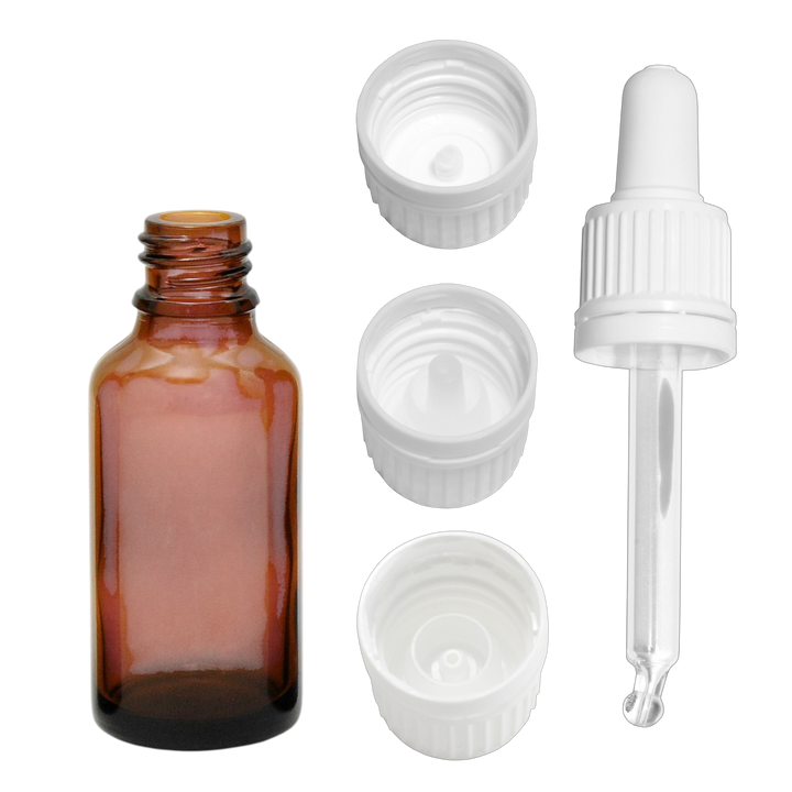 30ml Apothekerflaschen mit Tropfer, Schrauber, Pipetten, Vereinzler