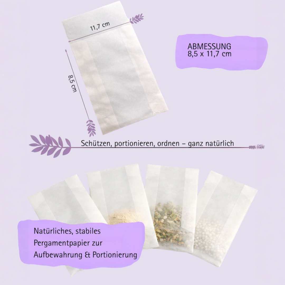 Pergamenttütchen, Pergaminbeutel, Flachbodenbeutel, Papiertütchen 8,5 x 11,7 cm