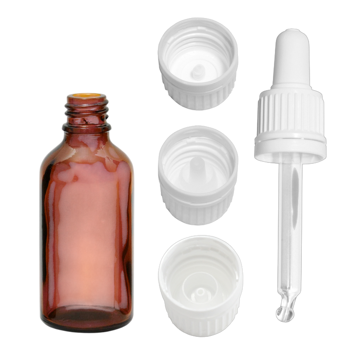 50ml Apothekerflaschen mit Tropfer, Schrauber, Pipetten, Vereinzler