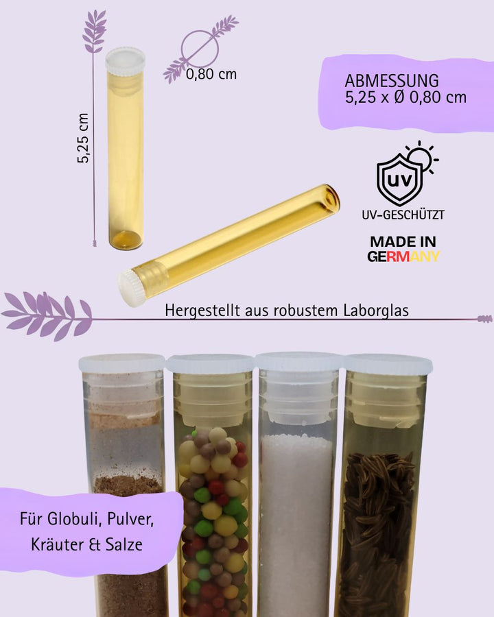 Globuli Röhrchen 52,5mm x Ø 8mm