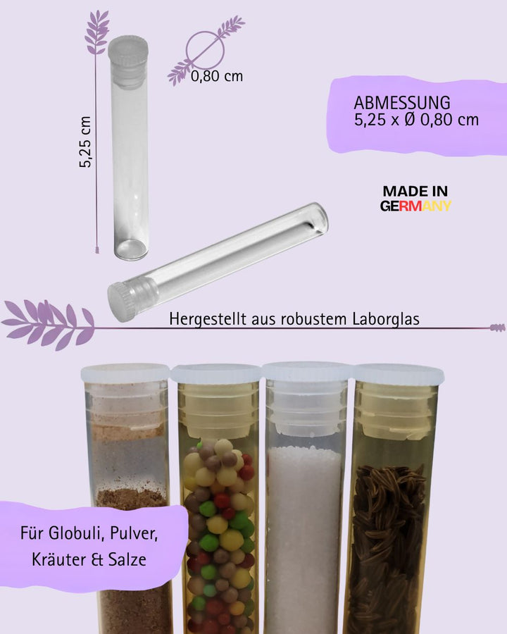 Globuli Röhrchen 52,5mm x Ø 8mm