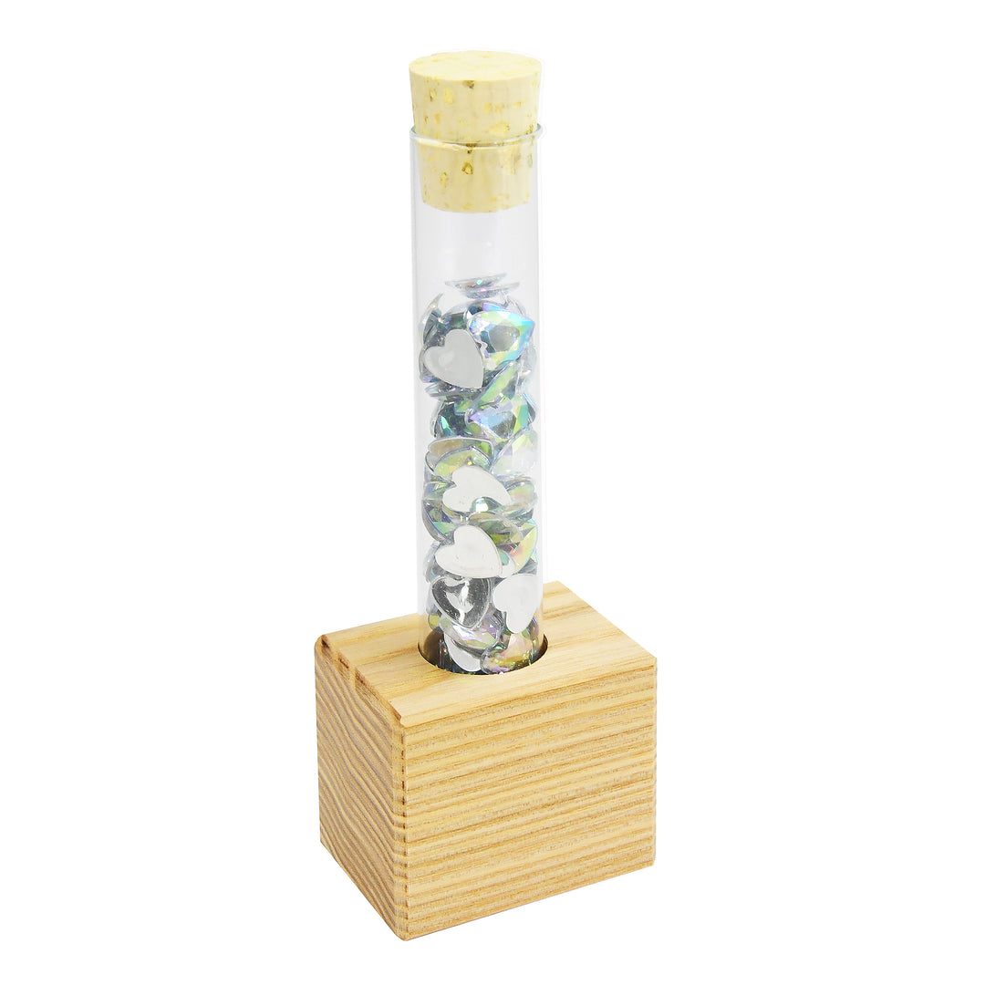 Reagenzglasständer aus Birkenholz mit 1 Reagenzglas & Korken 145 x 23,75 mm – Gewürzgläser für Kräuter, Blumen & Deko – Reagenzglashalter aus Esche für Küche und Tischdeko
