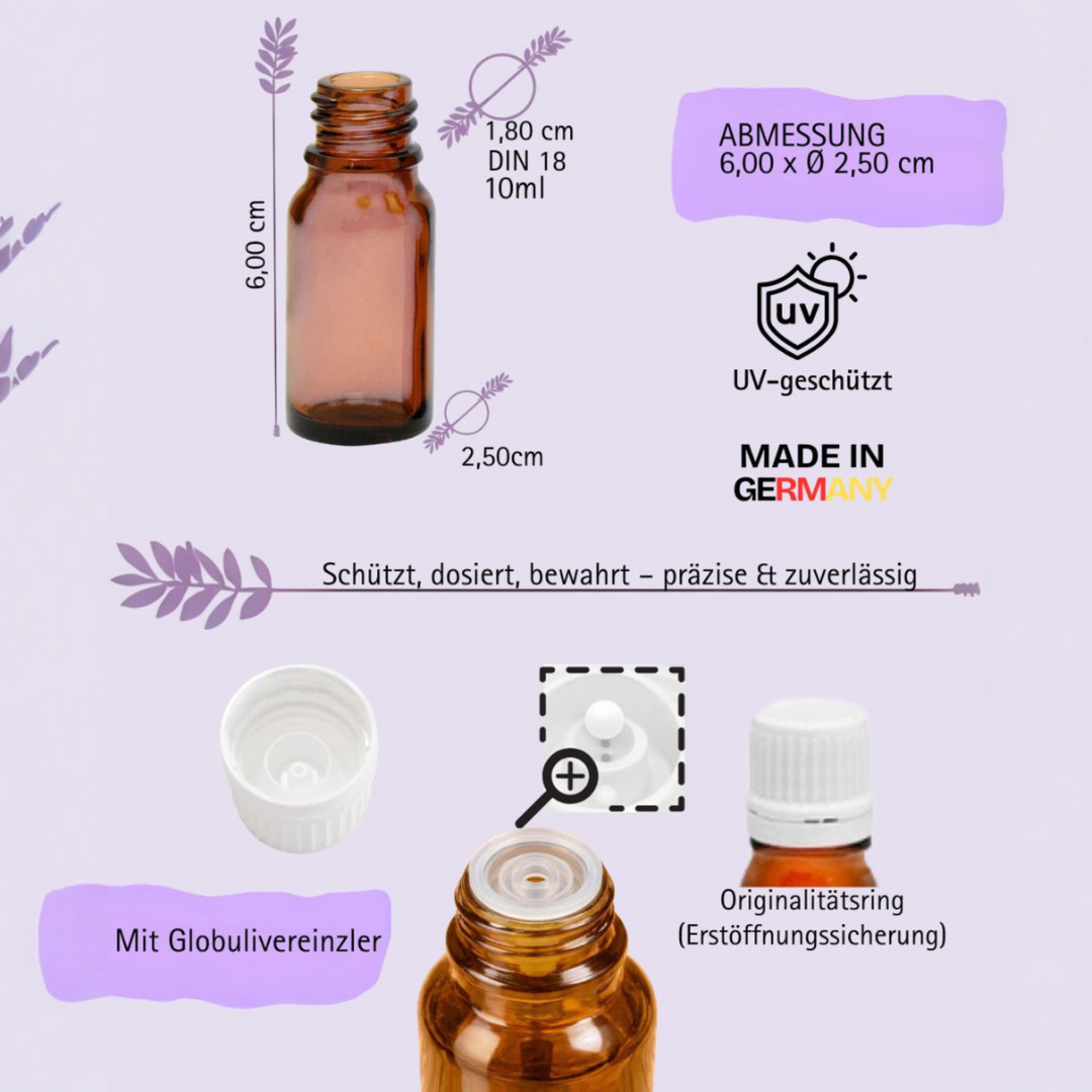 10ml Apothekerflaschen mit Tropfer, Schrauber, Pipetten, Vereinzler