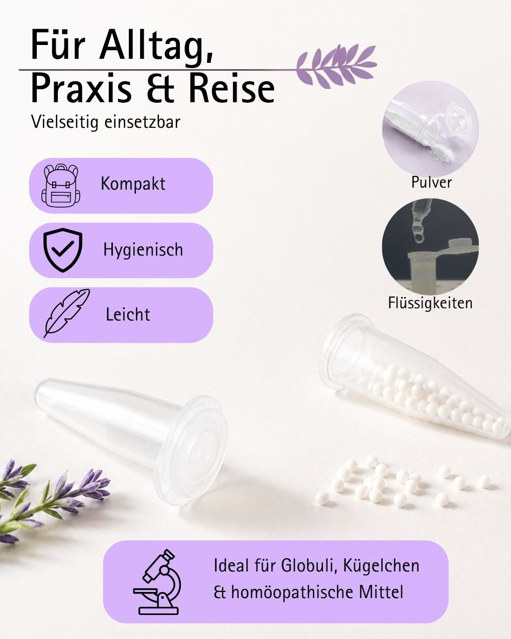 Kunststoffkegel, Globuli Caps, Zentrifugenröhrchen 1,5 g/ml