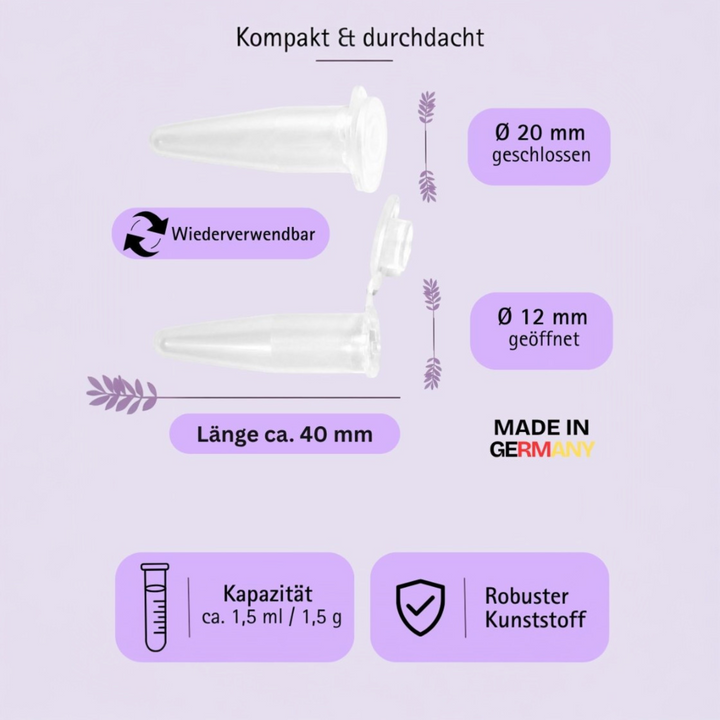 Kunststoffkegel, Globuli Caps, Zentrifugenröhrchen 1,5 g/ml