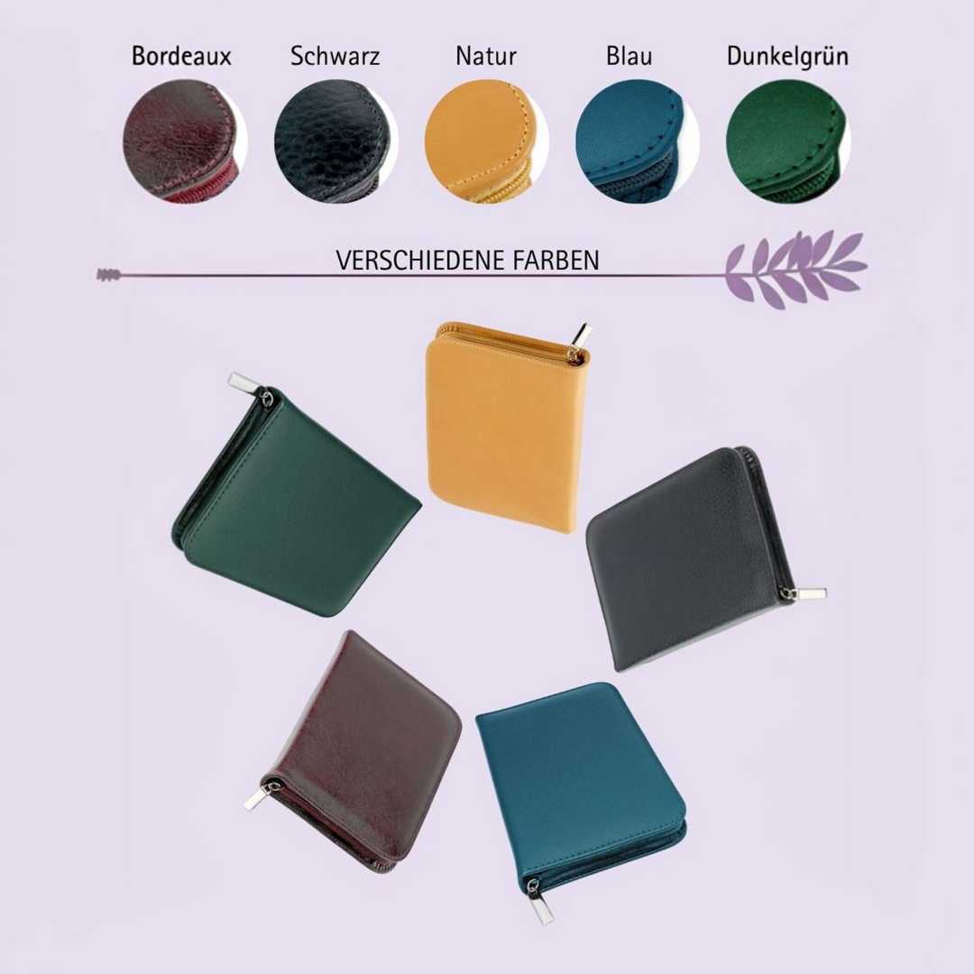 64er Taschenapotheke MIT Gläsern, Leder bordeaux, schwarz, natur, blau, grün