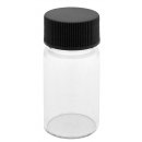 Gewindeflaschen 20g/ml, Laborglas mit Schraubdeckel schwarz, 57mm x Ø27,5mm Klarglas 10 Stck.